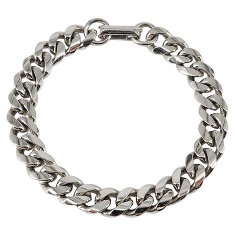 Vintage EMMONS Silver Tone Chunky Cuban Link Chain Bracelet