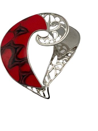 BEREBL red enamel and enamel brooch
