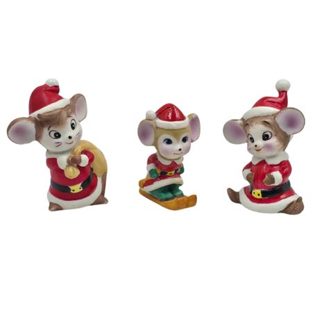 Three VTG Enesco Ceramic Mice