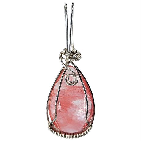 Artisan Made Watermelon Smelting Quartz Wire Wrap Pendant