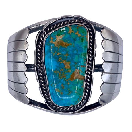 Superb Native American Turquoise & Sterling Silver Cuff Bracelet