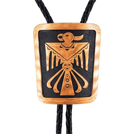 Vintage Solid Copper Native American Thunderbird Bolo Tie