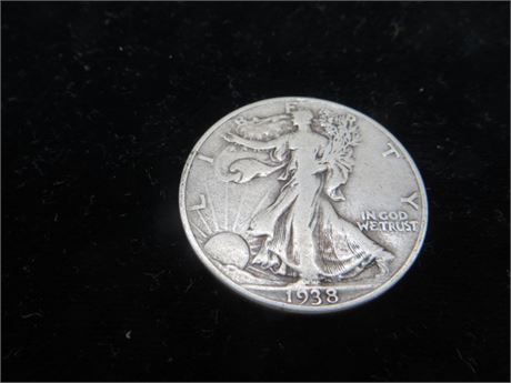 1938 Walking Liberty Silver Half Dollar