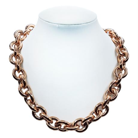 Signed Milor Italy Chunky Bronze Chain Link Necklace