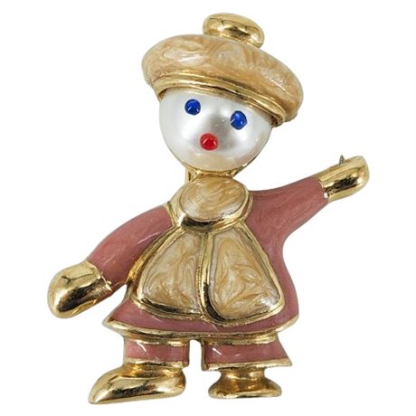 Vintage Enamel Figure Brooch