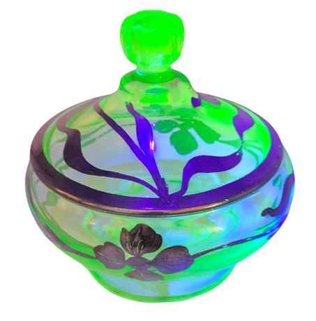 Uranium Glass Trinket Box with Lid