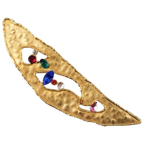 Signed Vintage JONETTE Large Abstract Rhinestone Brooch