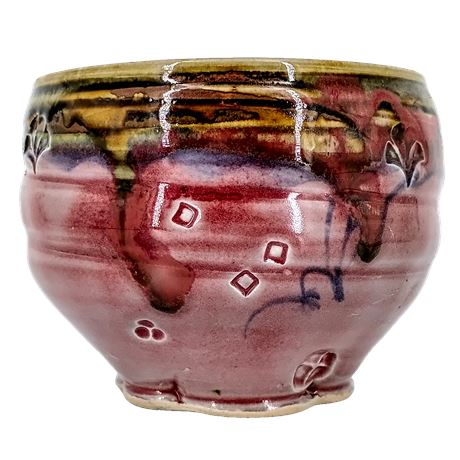 Signed Studio Art Pottery Bowl, High Gloss Glaze Finish