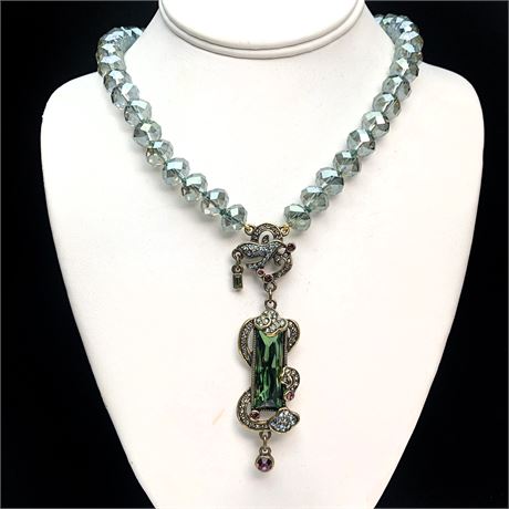 Stunning Heidi Daus Lavalier Crystal Beaded Rhinestone Necklace