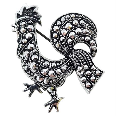 Vtg German Faux Marcasite Rooster Brooch