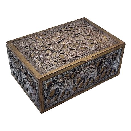 Dancing Shiva Mixed Metal Wrapped Wooden Trinket Box