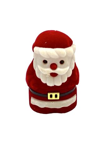 Vtg Flocked Santa Opens to Tiny Nativity Scene