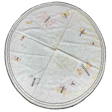 Hand-Embroidered Circular Vintage Doily