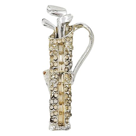 Vintage Rhinestone Golf Bag Brooch