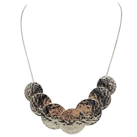 Silvertone Radial Wave Circular Statement Necklace