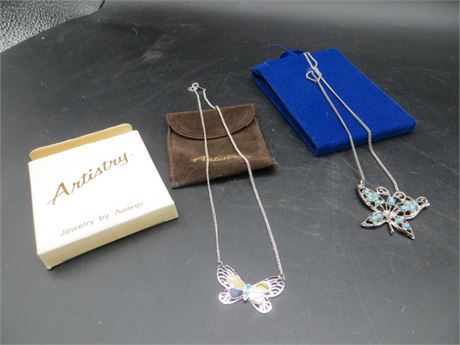 ARTISTRY BUTTERFLY NECKLACE BY AMWA & ABALONE BUTTERFLY BRILLIANT TURQUOISE