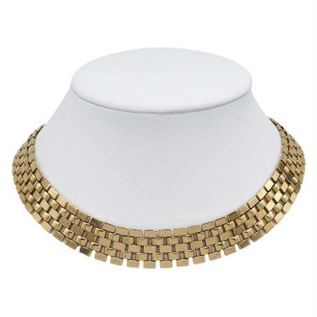 Vintage Gold Tone Panther Link Choker Necklace