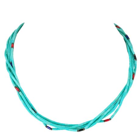 Southwestern Sterling Silver Multi-Strand Turquoise Heishi Bead Necklace