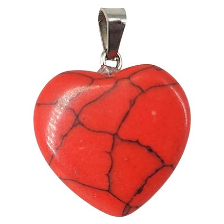 Dyed Red Howlite Heart Pendant
