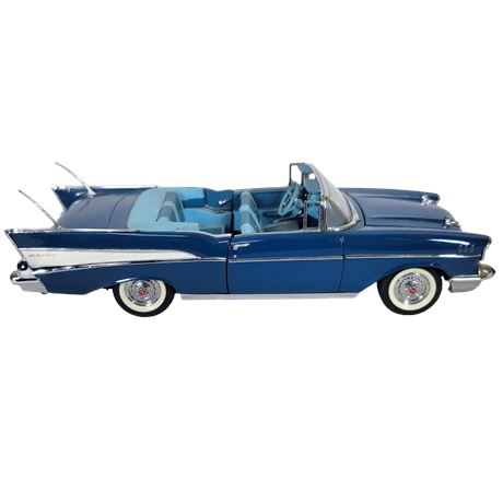 The Danbury Mint 1957 Chevrolet Bel Air Convertible Blue Batwing Model Car