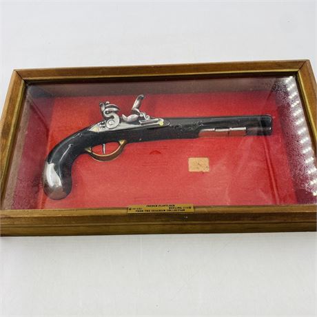 Vintage Replica 1773 French Flintlock Pistol in Shadowbox
