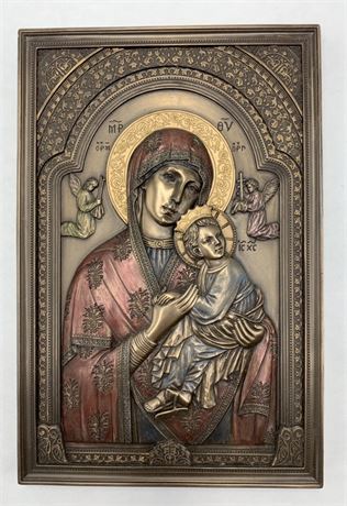 9” x 6” Catholic Madonna with Child Dimensional Wall Plaque