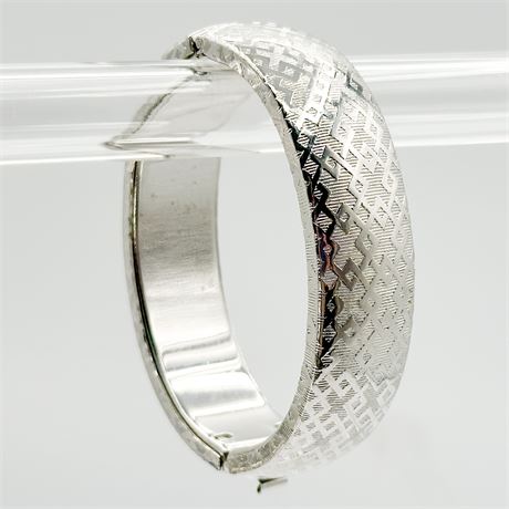 Vintage Silver-Tone Hinged Bangle Bracelet