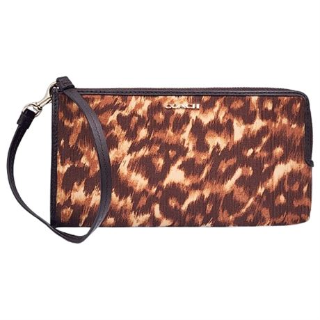 Coach Madison Phone Wristlet Wallet in Ocelot Jacquard & Leather