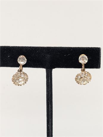 Vintage Screw back Rhinestone Gold Tone Earrings Well Made