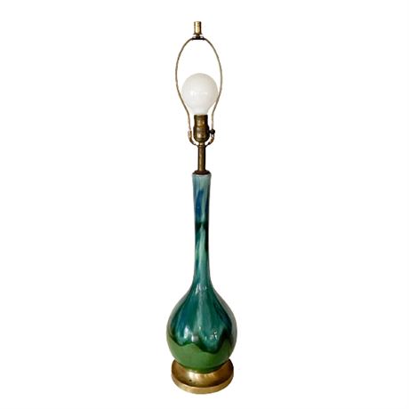Teal Green Drip Glass Pottery Table Lamp