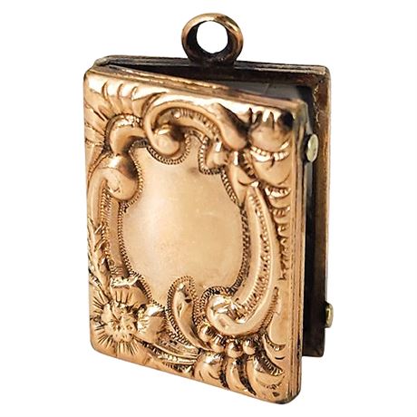 Vintage Gold Filled Book Locket w/ Photos