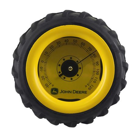 John Deere Rubber Tractor Tire Wall / Desk Thermometer