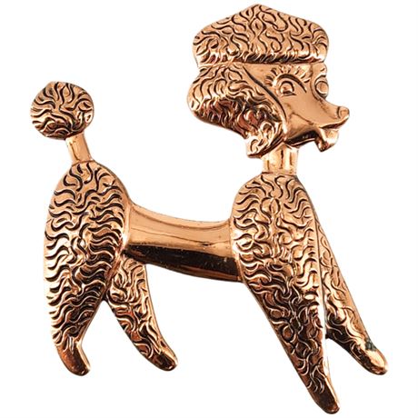 Vintage Copper Poodle Brooch