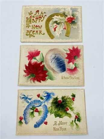 Antique Embossed New Years Postcard Lot