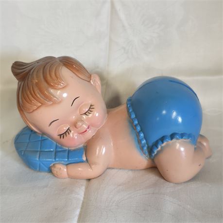 Vintage Plastic Sleeping Baby Bank