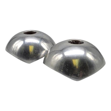 Pair Nambe #529 3-Sided Aluminum Candle Holders