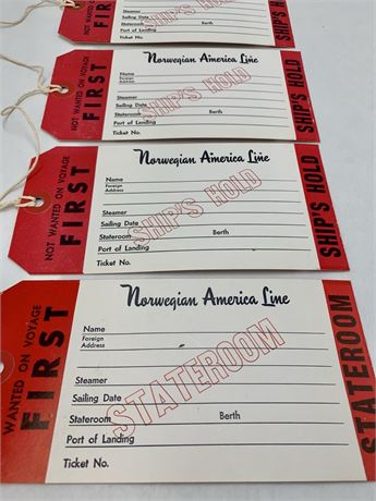 5 NOS Mid Century Travel Agency Tourist Cruise Ship Luggage Tags