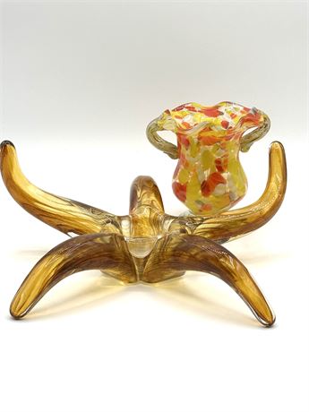 Murano Glass Starfish Votive and Vase