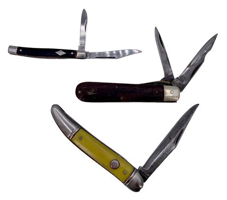 3 pc Vintage Pocket Knives : Prov. Cutlery, Diamond Edge, Camillus