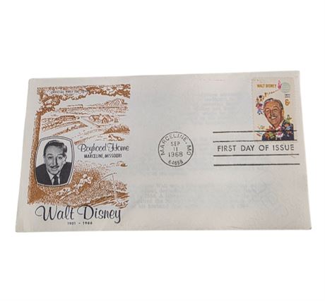 FDC #1355 Walt Disney 1968 6 cent Stamp