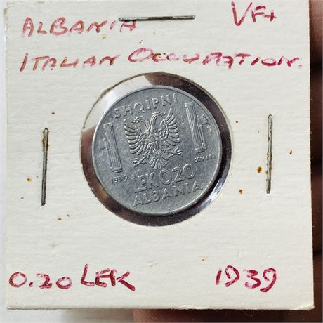 1939 Albania Italian Occupation .20 Lek