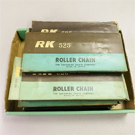 9 NOS RK Motorcycle Chains - Assorted