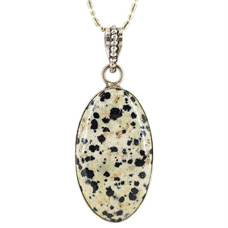Sterling Silver Dalmatian Jasper Pendant Necklace
