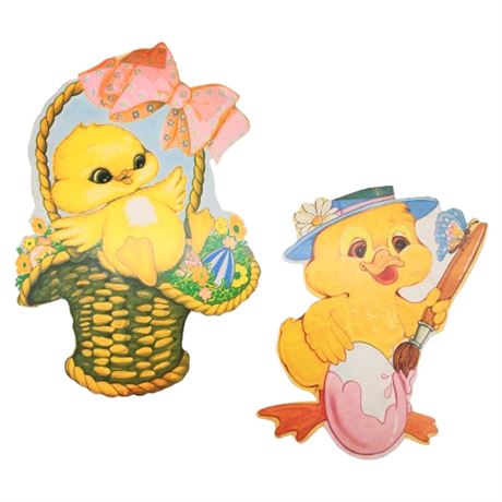 Pair Small Vintage Spring/Easter Window Decorations