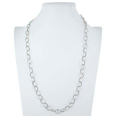 Vintage Danecraft Sterling Silver Ring Chain Necklace, Flawed