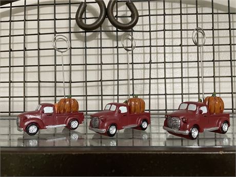 Lot of 3 Pickup Truck and Pumpkin Picture Holders