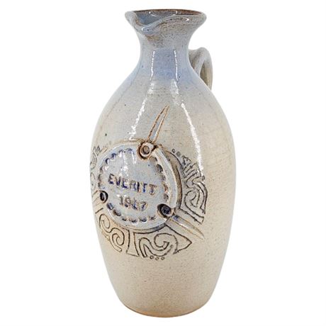 Signed Vintage Hand Thrown Studio Pottery Jug Marked Everitt 1987