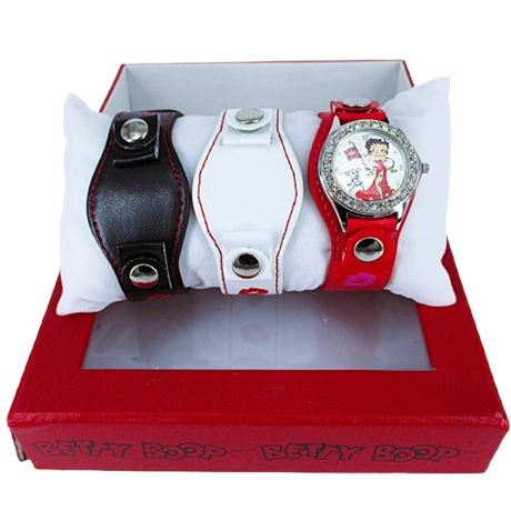 BETTY BOOP Analog Graphic Watch w/ Interchangeable Bands