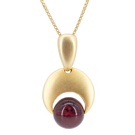 Vintage 90s Matte Gold Tone Purple Lucite Pendant Necklace
