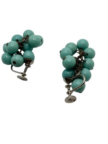 Dangle turquoise clip earrings